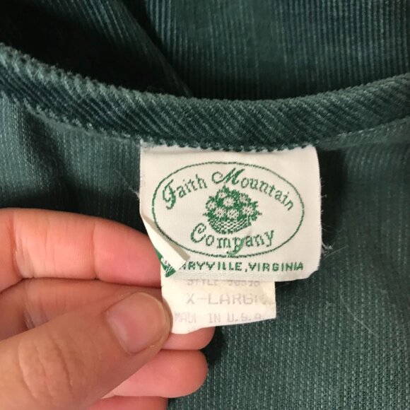 FAITH MOUNTAIN COMPANY - WOMEN'S XL - GREEN CORDUROY SLEEVELESS V NECK DRESS - Picture 5 of 6